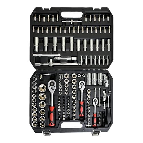 171PCS Tool Set, Socket & Ratchet Wrench Tool Kit, Home Auto Repair Tool Set with Portable Toolbox, Complete Tool Box Set Hand Tool Set, Mechanic Tool Set for DIY Enthusiasts & Mechanics - color: 171pcs - Black