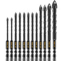 12Pcs Cross-Tip Masonry Drill Bit Set & Concrete Drill Bit Set, 3/16"-1/2" - size: 12 pcs 3/16"-1/2" Masonry Drill Bits