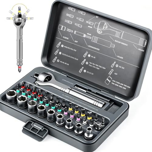 40-in-1 Magnetic Ratcheting Screwdriver Set with 180° Rotating