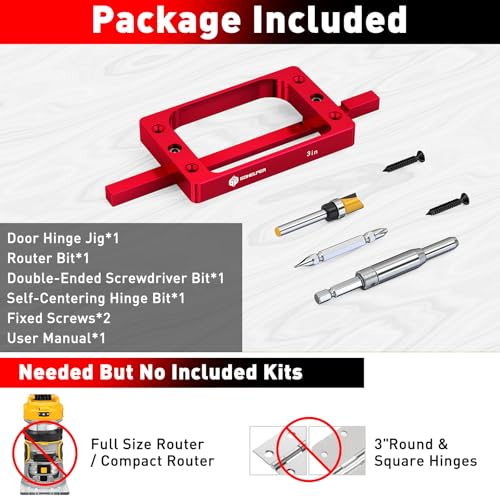 3" Fixed Size Door Hinge Jig for Door and Jamb, Aluminum Alloy - size: 3 in