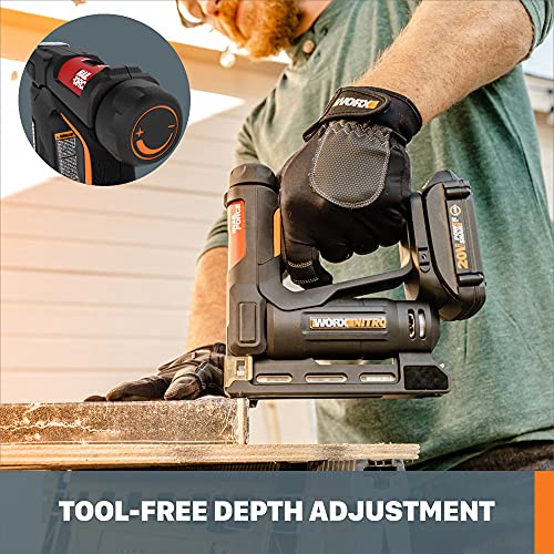 WORX Cordless Crown Stapler, 20V 3/8-Inch 2-in-1 Nail Gun, WX843L.9 - style: 3/8" Crown Stapler Bare Tool
