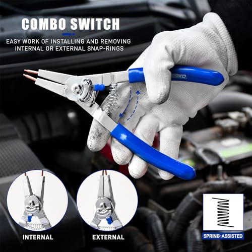 8-Inch Snap Ring Plier Internal/External with Interchangeable Tips - size: 8-Inch