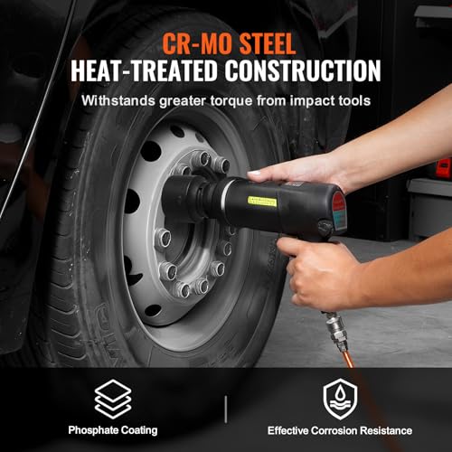 VEVOR Axle Nut Impact Socket Set - 3/4" Drive 6-Point 8-Piece SAE Spindle Nut Socket CR-MO Heat Treated Large Socket Set with Storage Case for Auto Repair, Removing or Installing Axle Nuts - size: 3/4" 8 PCS CR-MO