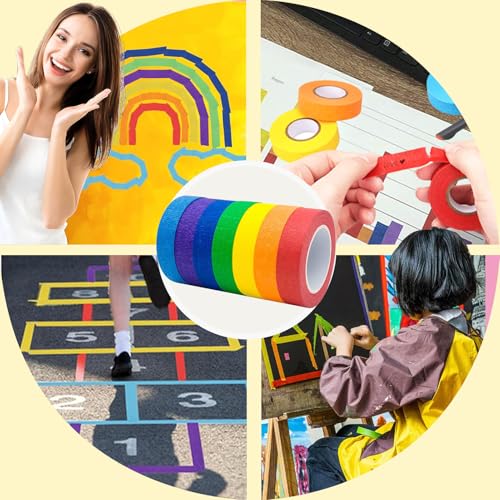 Colored Masking Tape, 1 Inch X 55 Yards X 12 Rolls, 600 Yards in Total.