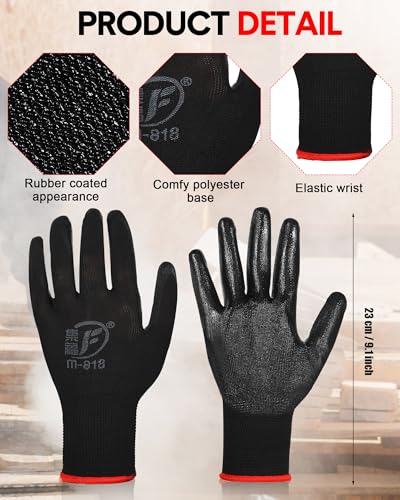 Nuogo 24 Pairs Gardening Gloves for Men Women Rubber Coated Landscaping Work Gloves Safety Work Construction - color: Black
