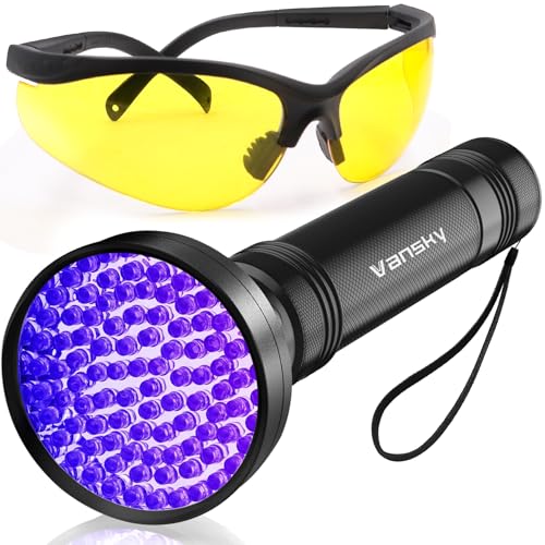 Vansky Air Conditioner Leak Detection: 100 LED Car AC UV Dye Leak Detector Kit with Protective Glasses - Automotive Professional Tool - style: 100 LED