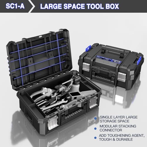 AIRAJ 4 Tier Rolling Tool Box with Wheels, 18” Stackable Tool Box Organizer