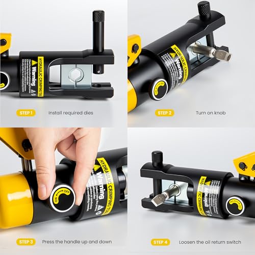 16 Tons Hydraulic Crimping Tool,9AWG to 600MCM battery cable crimper