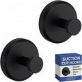 HOME SO Suction Cup Hooks for Shower & Bathroom Towel Holder 2-Pack Black - color: Matte Black, size: 2 Pack