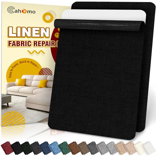 Linen Repair Tape 2Pcs 8x12 inch, Self Adhesive Fabric Patches, Couch Repair Patch Kit, Fabric Repair Tape for Furniture, Sofas, Carpet, DIY, Headboards, Chairs, Pillows, Linen Goods - Black - color: Black, size: 8x12inch