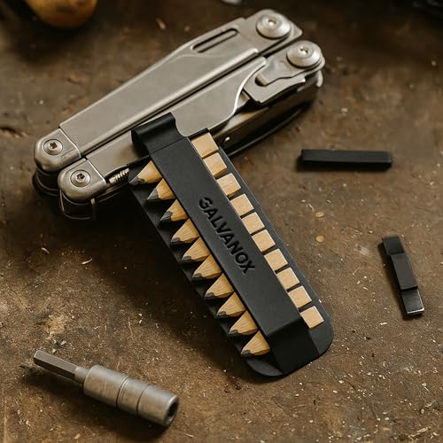 Galvanox Flat Bit-Shaped Wood Carpenter Pencils for Leatherman Multi-tools (Small, for Bit Slot) with Holder (10 Pack) - style: Bit Set E