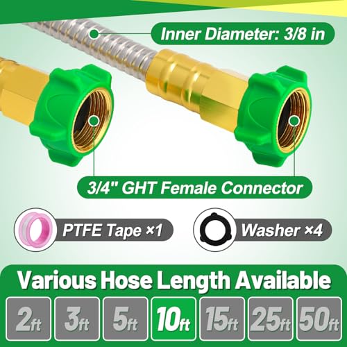 Female to Female Leader Hose for Hoses Reel, 10ft - size: 10ft