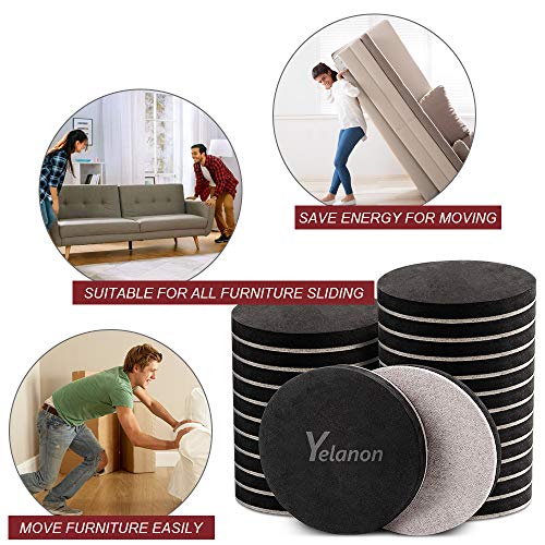 Yelanon Felt Furniture Sliders 20 Pcs 3.5" Round for Hardwood & Tile - size: 20pcs 3.5"