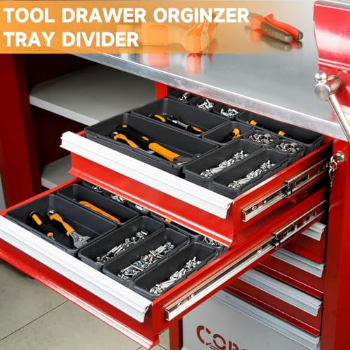 Tool Box Organizer Tray, 60 PCS & 5 Sizes, Black - color: Black: 60 PCS