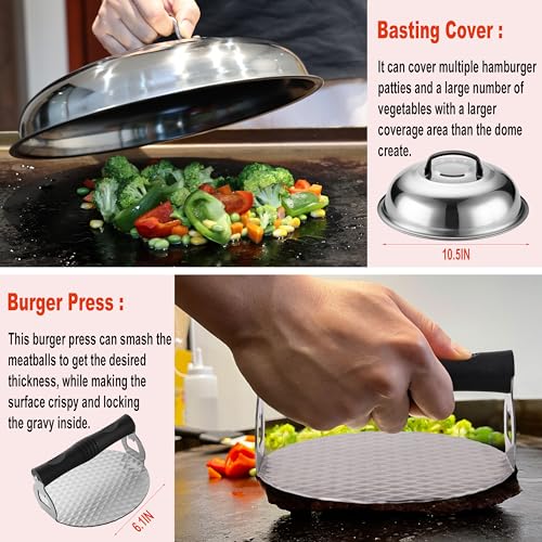 N NOBLE FAMILY 38PCS Griddle Accessories Kit, Professional Grill Tools Set - style: Rectangle Griddle Press