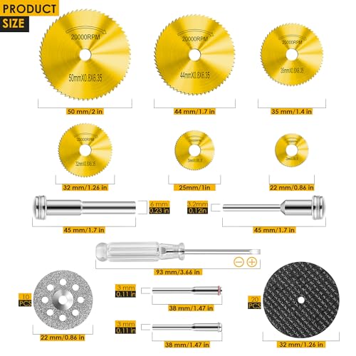 44 Pcs Gold Cutting Wheel Set Compatible with Plastic for Rotary Tool - color: Gold