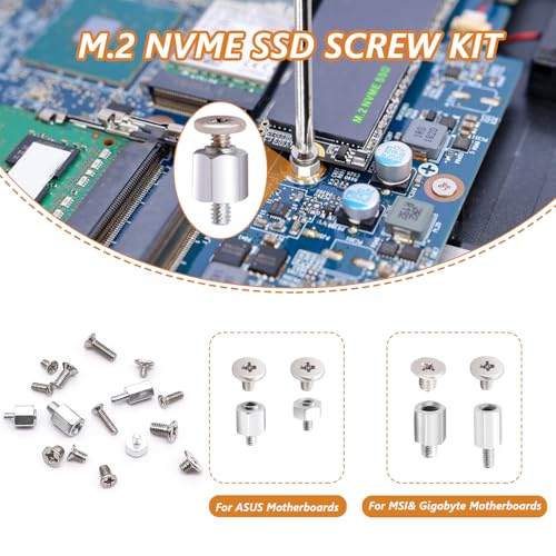 mankk 500PCS M.2 SSD Screw Kit M.2 SSD Mounting Screws Motherboard Standoffs M.2 M2.5 M3 NVMe Screw for Laptop PC Repair & DIY - color: Silver-500PCS