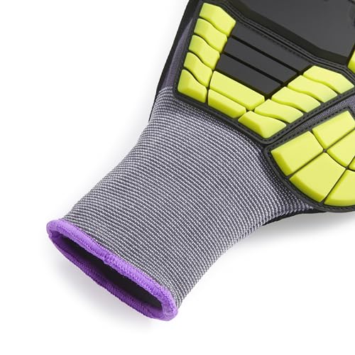 Amazon Basics Cut Level A1, Abrasion ANSI Level A4, Impact Resistant Safety Work Gloves, Touch Screen Friendly, 15G Sandy Nitrile Coated Palm, Yellow, Size 3X-Large, 120-Pack - size: 3X-Large
