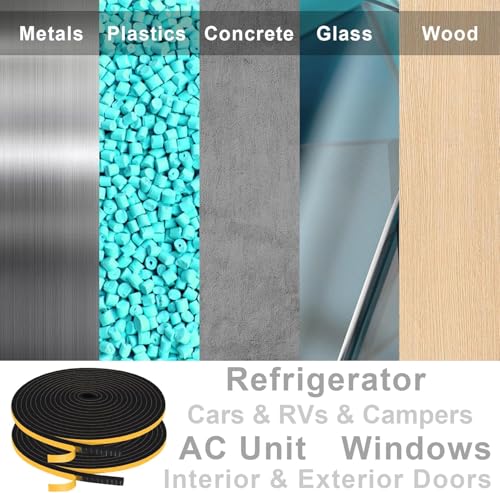 Strong Adhesive Weather Stripping Door Seal, 1/4x1/4in, Block Draft - color: Black, size: 1/4 In x 1/4 In x 33Ft