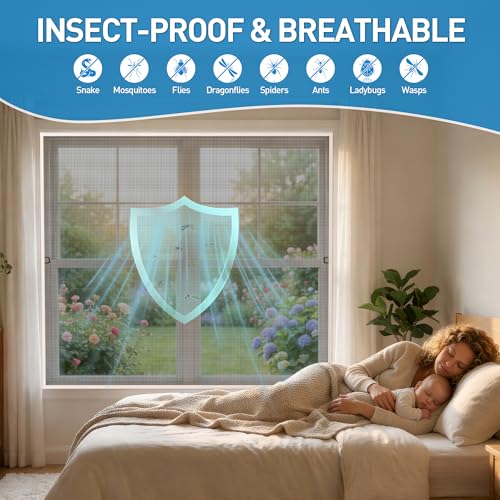 2 Pack White Window Screen Frame Kit with Aluminum Frames Up to 46" X 46" - color: White, size: 46 in X 46 in (2 Pack)
