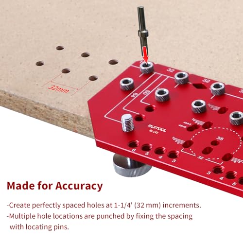 RUITOOL 7-Hole Shelf Pin Jig, 2-in-1 Shelf Pin Drilling Jig and Hinge Guide - style: 7 Holes Hinge Jig