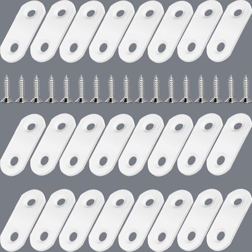 24 Pack White Flat Brackets 1.42” x 0.63” Straight Brace - color: White, size: 24 Pcs / 1.42 x 0.63 in