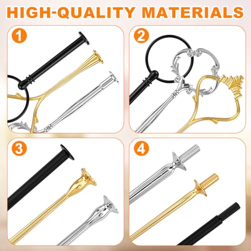 Patelai 6 Sets 3 Tier Cake Stand Hardware Tiered Tray Plate Hardware Kit Heavy Metal Cake Fruit Food Plate Stand Fitting Stacking Kit for Serving Dessert Cupcake Dish Food (Cute,Black,Silver,Gold) - color: Black, Silver, Gold, size: Cute