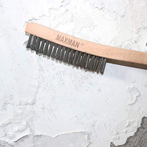MAXMAN Wire Brush, 14" Stainless Steel Bristle, Heavy Duty Rust Remover - style: 1 Stainless Steel Brush