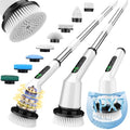 Electric Spin Scrubber for Bathroom, Shower Scrubber with Long Handle - color: White, size: 8 Brush Heads