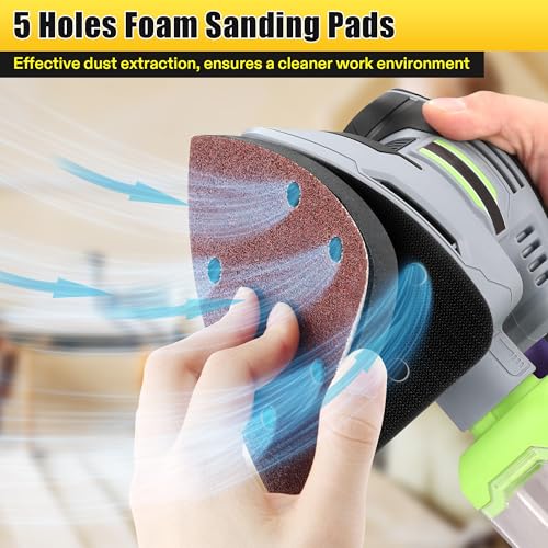 5 Pcs 5 Holes Foam Sanding Pads - color: Black and White, size: 5 Holes
