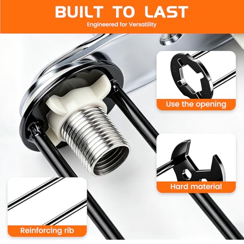 2pcs Multifunctional Sink Wrench Set, 7-in-1 Sink Wrench for Tight Spaces, Faucet Tool Set with Four‑jaw &7 Size, for Kitchen Bathroom, Under Basin Pipe & Angle Repair Plumbing Tools
