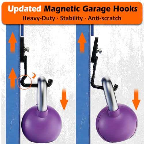 Heavy Duty Magnetic Garage Hooks,4 Pack Strong Large Magnet Hook for Power Drill,Garden Tools,Hose,Pegboard,Garage, Workshop,Magnetic Storage Hooks for Indoor Outdoor Hanging(Black) - style: 2.59" Medium L Black 4PC