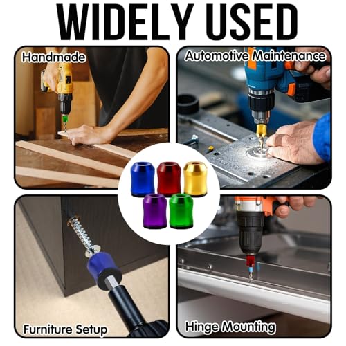 5Pcs Screwdriver Head Magnetic Ring, Universal Bit Holder for Hex Screwdrivers & Power Bits | Screw Ring Set Removable Household Tool for Drills| Alloy Screw Holder for DIY Repair