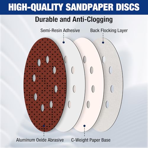 WORKPRO Sanding Discs Set, 5-Inch 8-Hole Hook and Loop, 50 Pack - style: 50PCS 5 Inch Assort Grit