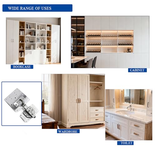 8 PCS Cabinet Hinge Repair Plate, Stainless Steel Hinge Replacement Kit, Stainless Steel Door Hinge Plate, Hinges Repair Board, Cabinet Fixing Plate Bracket with Mounting Screws for Kitchen Cabinet