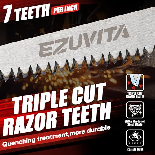 Folding Drywall Saw, Jab Saw for Drywall & Wood | Triple-Ground Teeth, Hardened 65Mn Blade, Safety Lock, Ergonomic TPR Grip, Portable Belt Sheath