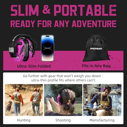 PROHEAR 022 Electronic Ear Protection for Shooting & Hunting - 29dB SNR Noise Reduction, 4 Omnidirectional Microphones - color: Electronic-silicone Ear Pads-pink