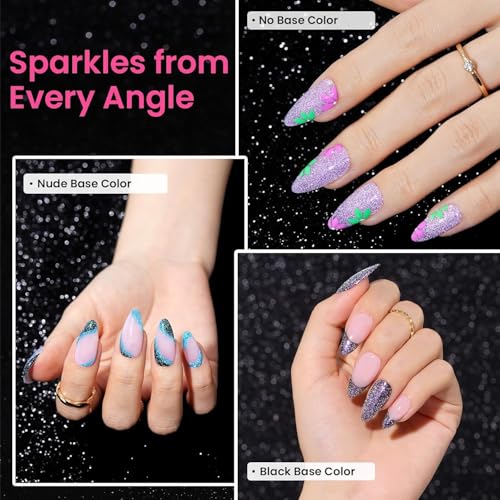Beetles Chameleon Gel Nail Polish Set- 6 Colors Gel Polish Crushed Diamond - color: A - Glitter | Treasures on Tip