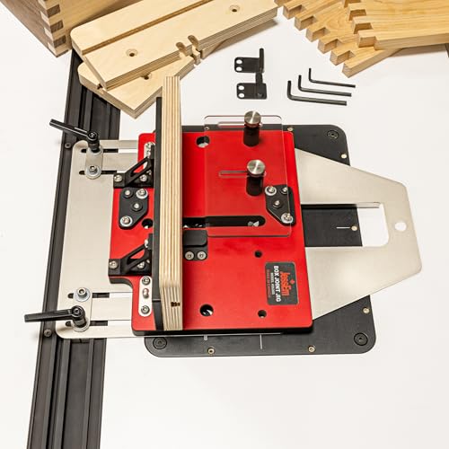 JessEm 06300 Box Joint & Finger Joint Jig for Router Tables, 3 Key Sizes | 1/4", 3/8" and 1/2" aluminum indexing keys with bearing-glide sled