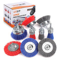 POLIWELL 9 Pack Nylon Filament Abrasive Wire Sanding Brush Wheel | Cup Brush Set Ideal for Grill Cleaning. Made of Drill Bit for Steel Rust Removing + 1/4” Hex Shank Flaking Paint Refinishing