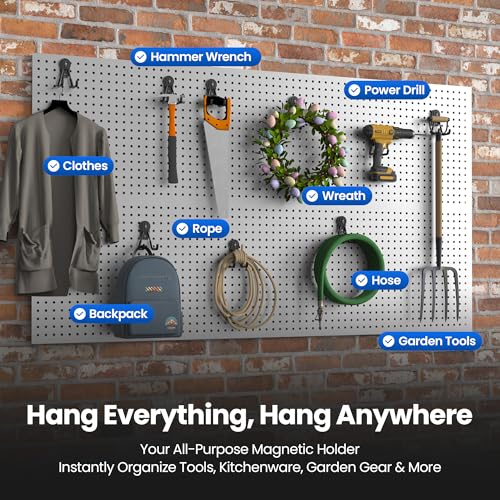 4 Pack Large Magnetic Hooks Heavy Duty Extra Strong Magnetic Garage Hooks Big NdFeB Industrial Magnet Hooks Magnetic Utility Storage Holder Organization with Anti-Slip Coating for Hanging Garden Tool - color: 1.6in Magnet-4 Pack-Black