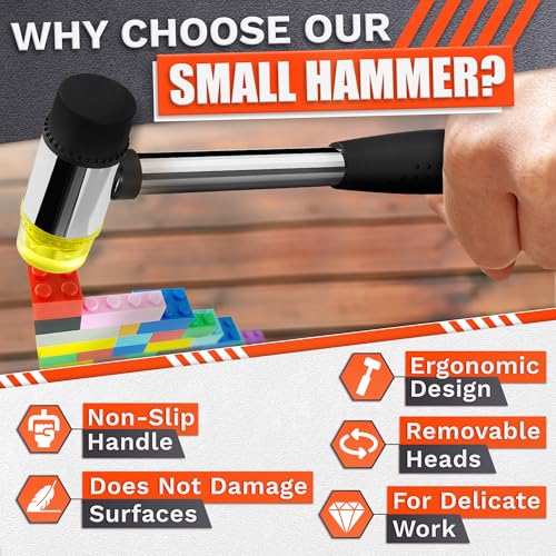 1" 25mm Non Marring Rubber Mallet Hammer, Small Double Faced Craft Head