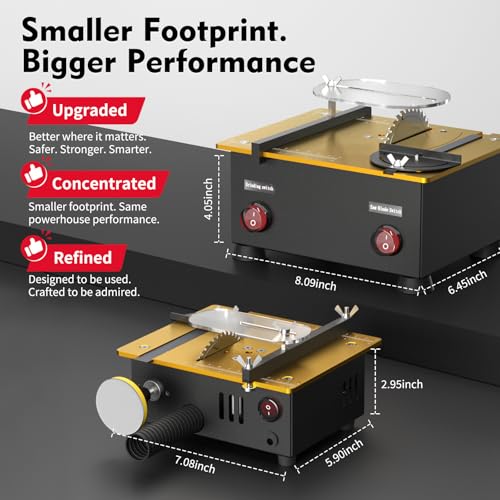 Super Mini Table Saw for Crafts & Hobbyists, [Dual Motor & Switches] 7 Speeds 200W Max, Multifunctional, 122+ Accessories, Cut/Engrave/Polish/Drill, Compact for Model Making, Gift for Creators