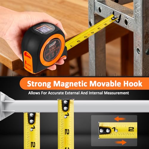 3-in-1 Laser Tape Measure, 197 ft Distance Meter, 16 ft Tape, Digital Level