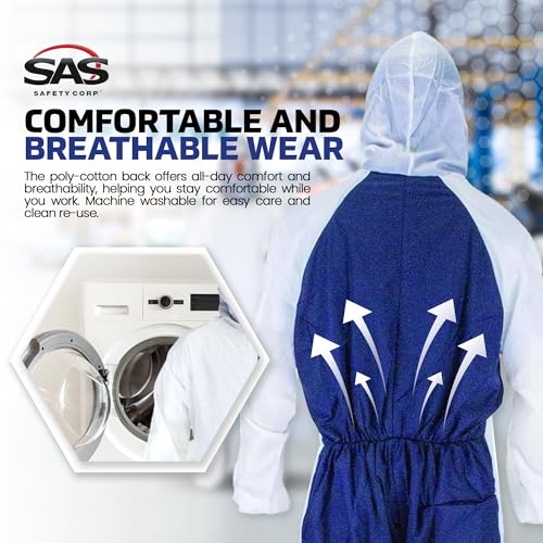 SAS Safety 6938 Moon suit Nylon Cotton Coverall, Large, White - size: Large