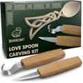 BeaverCraft Wood Spoon Carving Kit for Beginners DIY04 - Whittling Set Includes Spoon Carving Tools, Sloyd Whittling Knife Hook Knife, Basswood Blank - Woodworking Hobby Kit for Adults & Kids