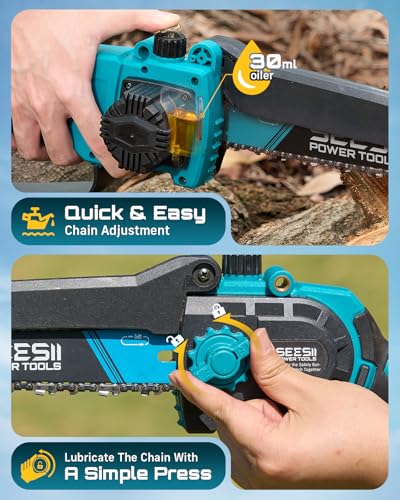 SEESII 2-in-1 Electric Pole Saws 8 Inch for Tree Trimming, Brushless Motor - color: Deep Blue