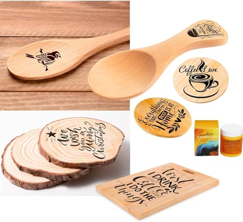 JAJADO 3 Jars Wood Burning Paste with 2 Squeegee, 4 OZ Wood Burning Gel Etching Cream Heat Activated Paste for Craft Wood Slice, Denim, Canavas, Wood Burning Marker Pen DIY Art Craft Tool - color: 3+2 Wood Burning Kit