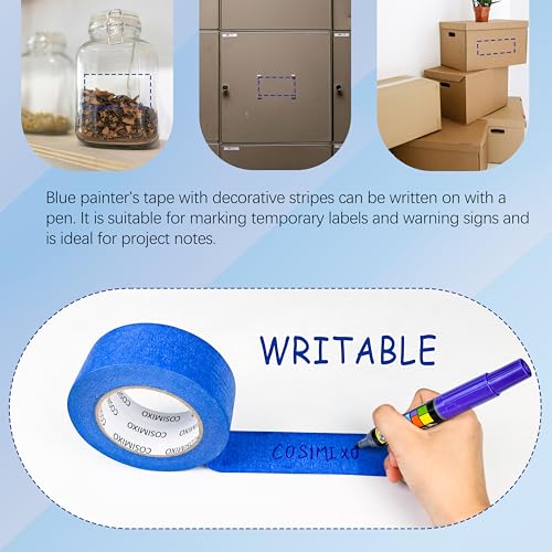 COSIMIXO Blue Painters Tape 1.88 in x 60 Yds, 6 Rolls Pack – Professional Grade Blue Masking Tape for Painting, Protects Surfaces & Residue-Free Removal, Multi-Surface Use on Wall Painting, Labeling - size: Blue 1.88 in x 60 yds 6-Pack