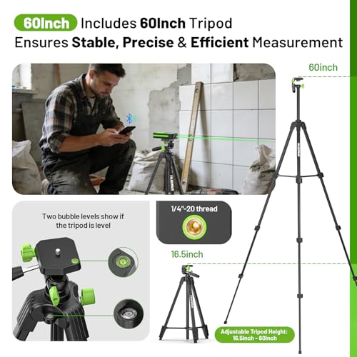 Huepar 395FT Bluetooth Green Laser Measuring Tool S120-G-BT